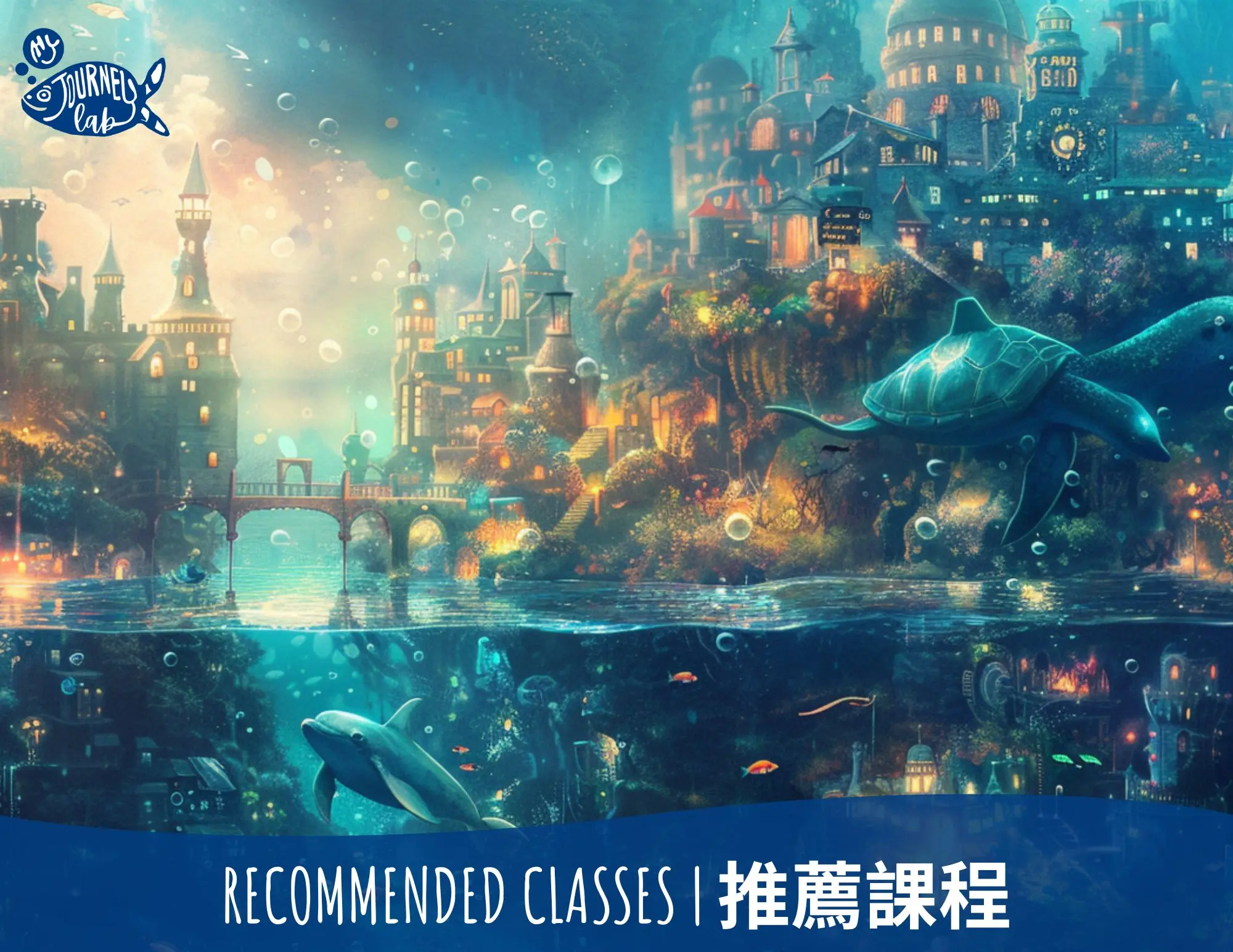 Recommended Classes artwork showing a magical underwater city and ocean pathway representing personalized learning choices for children